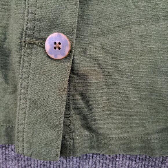 Time And Tru Button Up Linen Jacket Womens XL Long Sleeve Green Chest Pockets - Picture 5 of 14